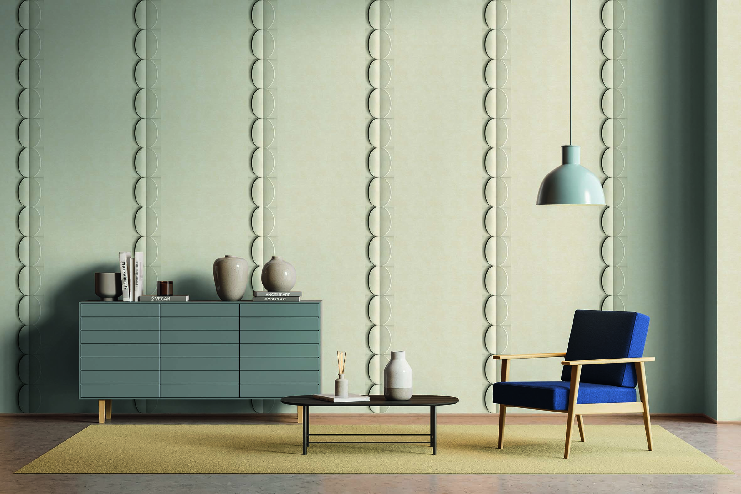 Interior,Of,Stylish,Living,Room,With,Orange,Walls,,Concrete,Floor,